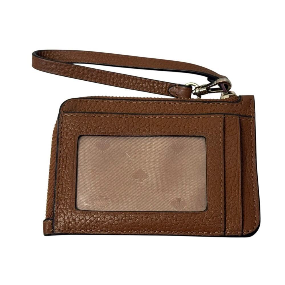 KATE SPADE New York Leila Small Card Holder Brown Genuine Pebbled Leather NEW - Picture 2 of 6